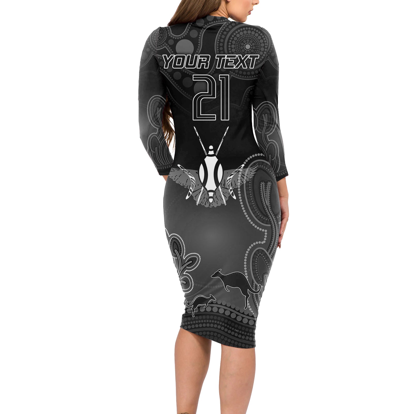 collingwood-football-long-sleeve-bodycon-dress-magpies-the-starry-night-indigenous