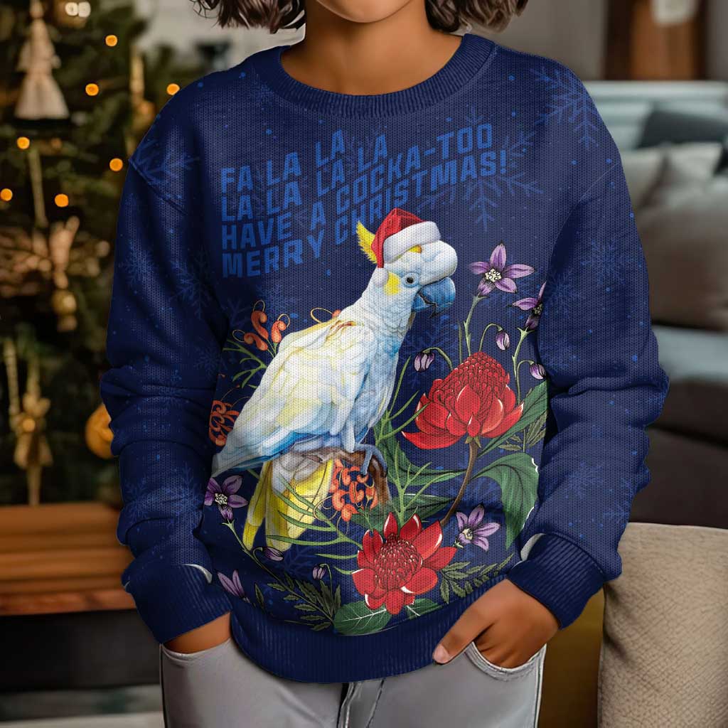 Merry Cocka-mas Kid Ugly Christmas Sweater Australia Christmas Blue Art - Vibe Hoodie