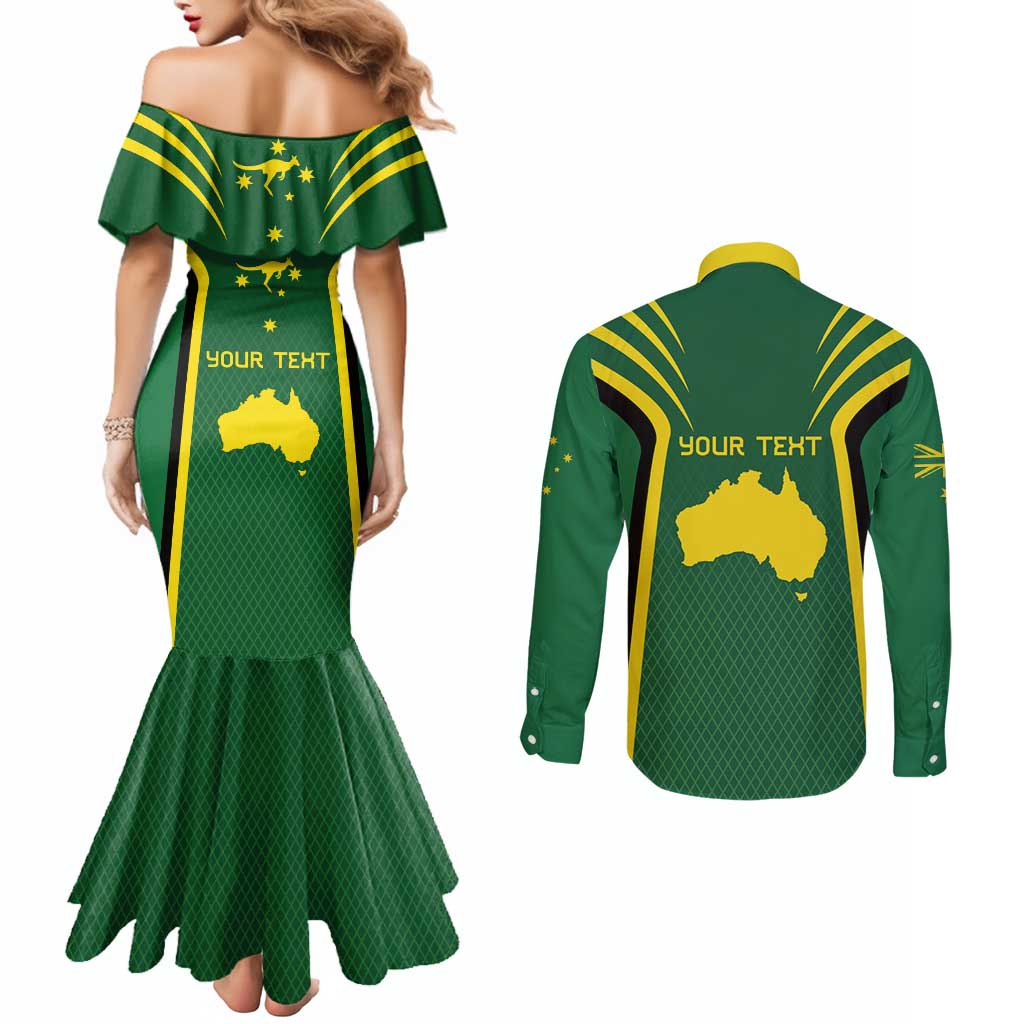 Australia Day 26 January Personalised Couples Matching Mermaid Dress and Long Sleeve Button Shirt With National Color