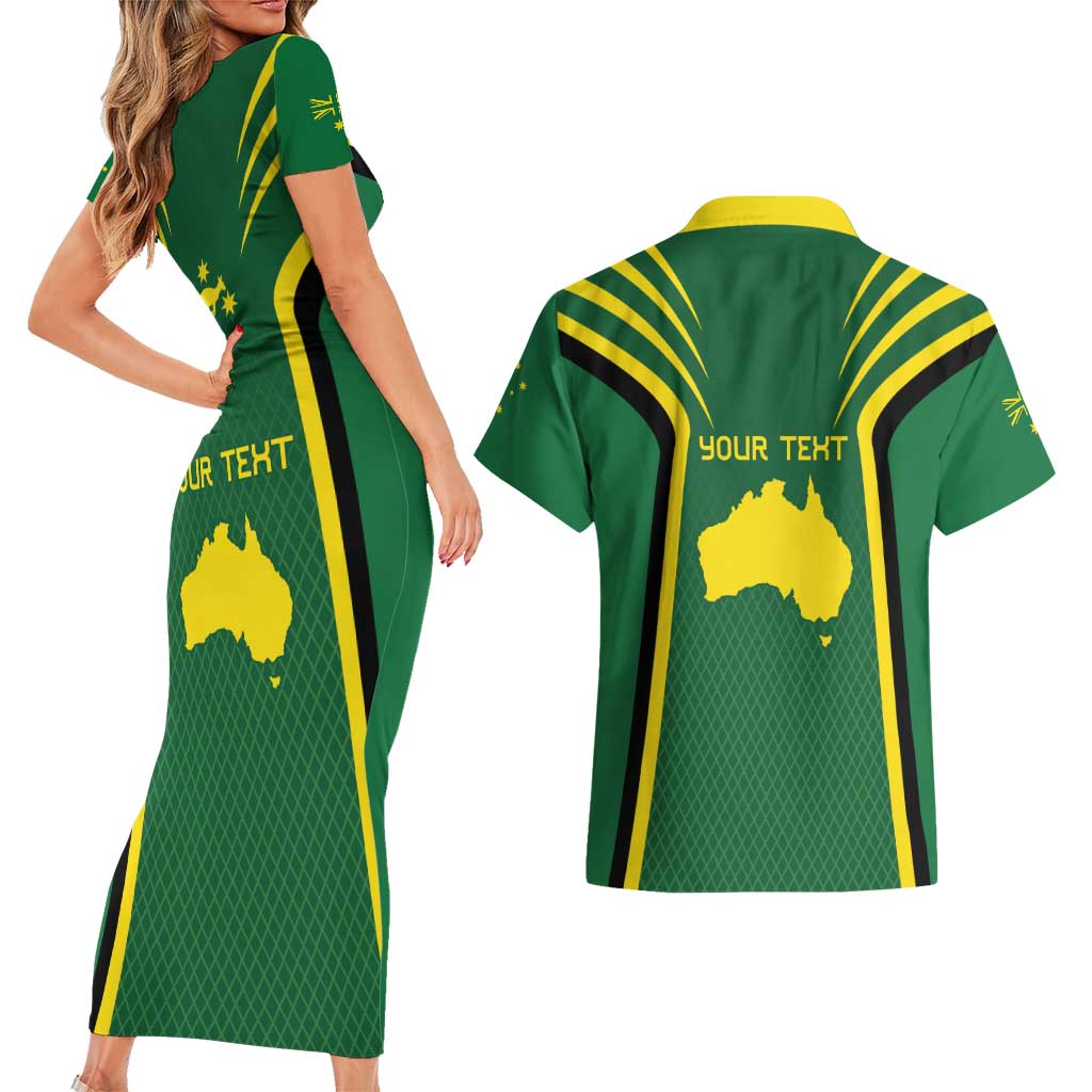 Australia Day 26 January Personalised Couples Matching Short Sleeve Bodycon Dress and Hawaiian Shirt With National Color