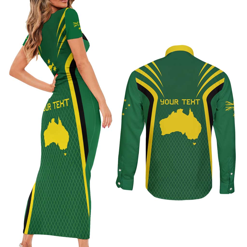 Australia Day 26 January Personalised Couples Matching Short Sleeve Bodycon Dress and Long Sleeve Button Shirt With National Color