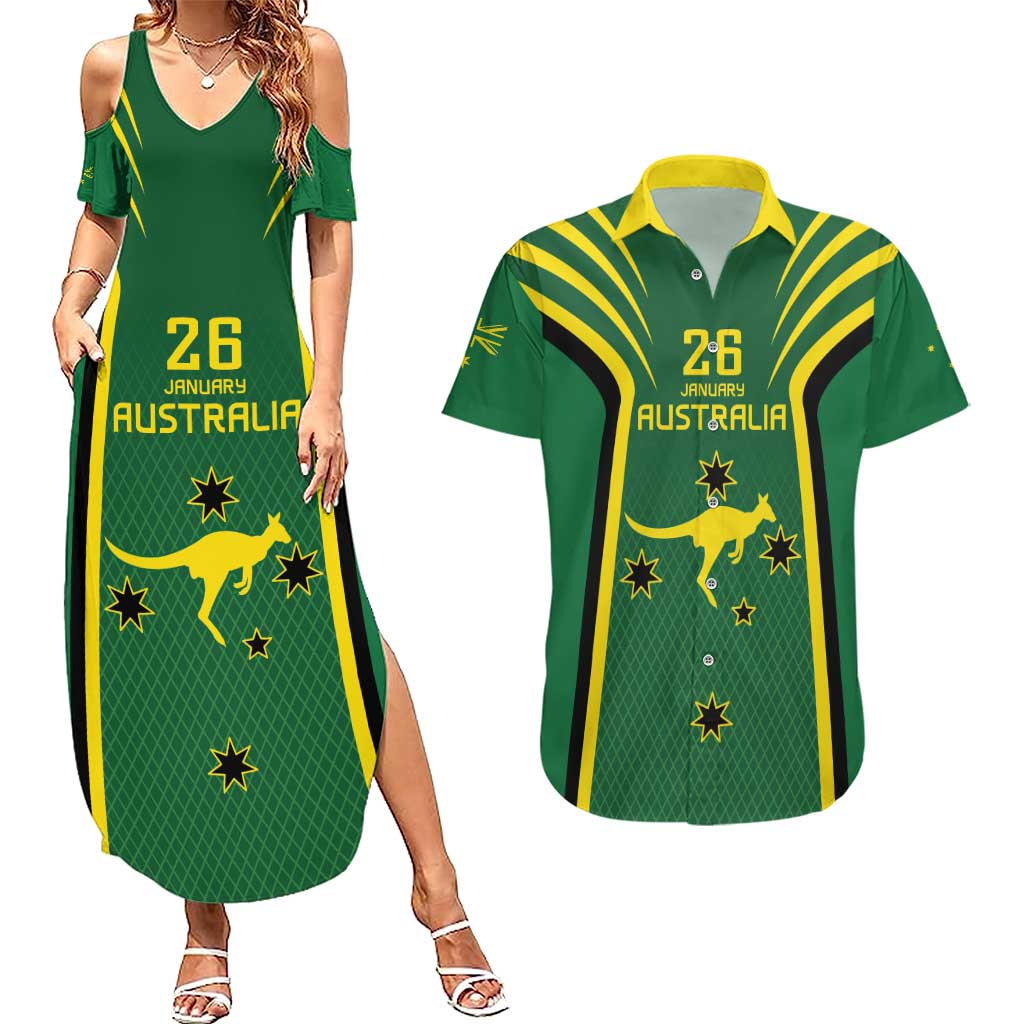 Australia Day 26 January Personalised Couples Matching Summer Maxi Dress and Hawaiian Shirt With National Color