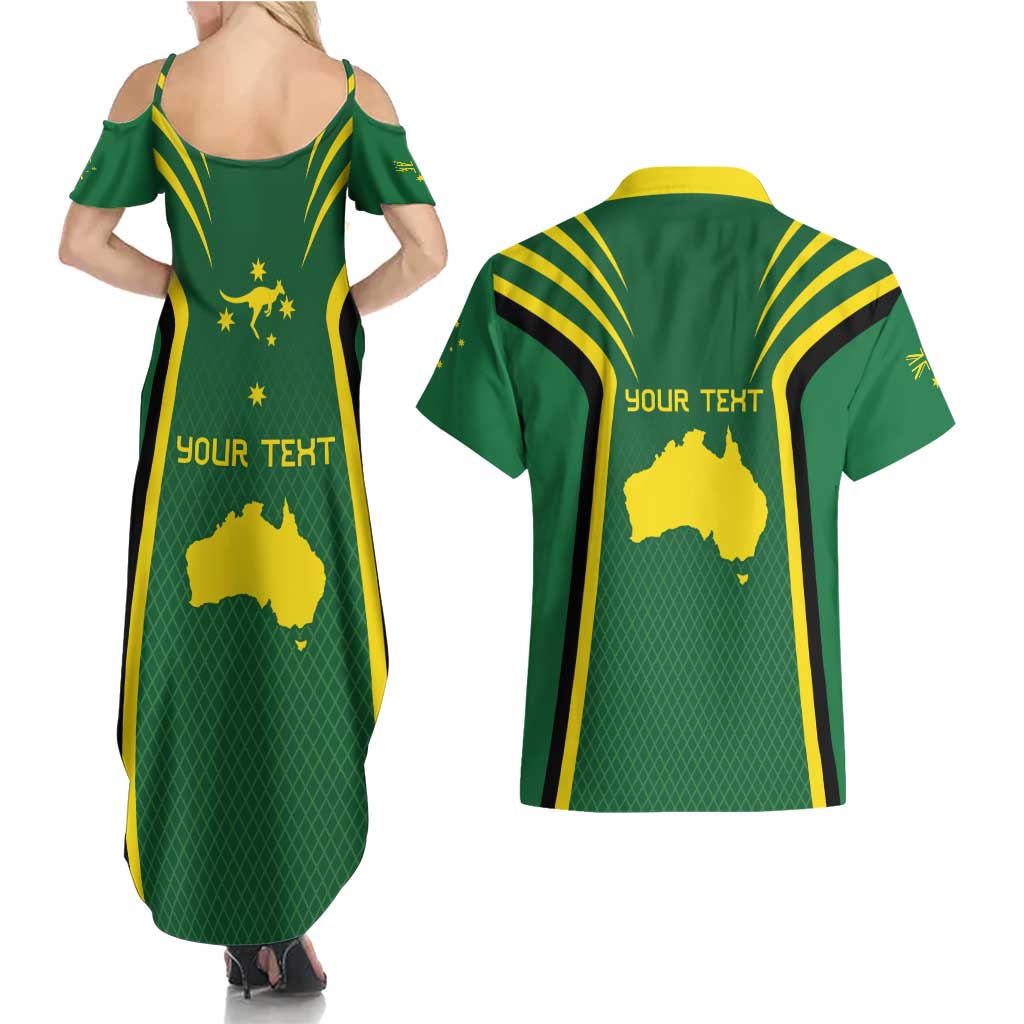 Australia Day 26 January Personalised Couples Matching Summer Maxi Dress and Hawaiian Shirt With National Color