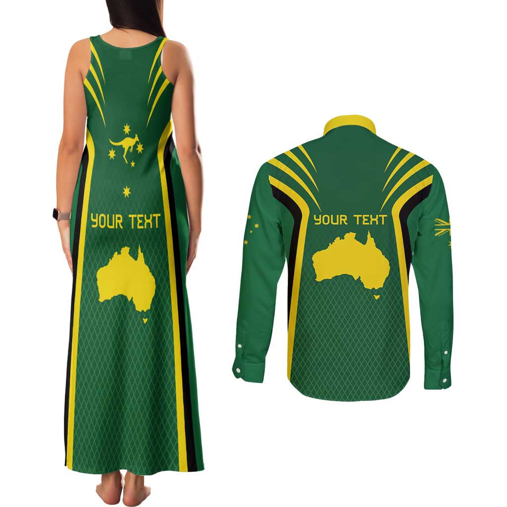 Australia Day 26 January Personalised Couples Matching Tank Maxi Dress and Long Sleeve Button Shirt With National Color