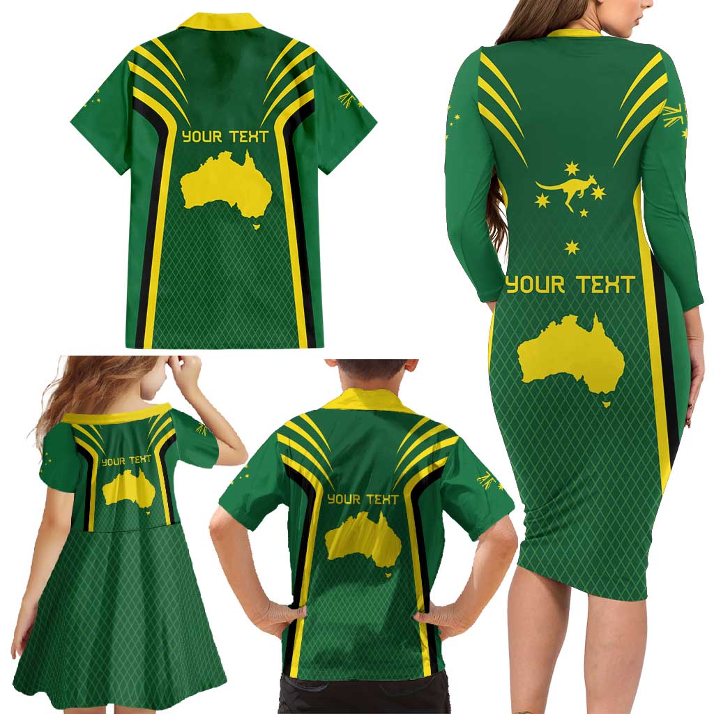 Australia Day 26 January Personalised Family Matching Long Sleeve Bodycon Dress and Hawaiian Shirt With National Color