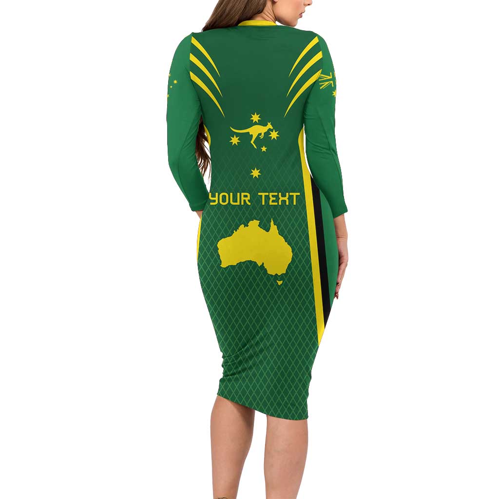 Australia Day 26 January Personalised Family Matching Long Sleeve Bodycon Dress and Hawaiian Shirt With National Color