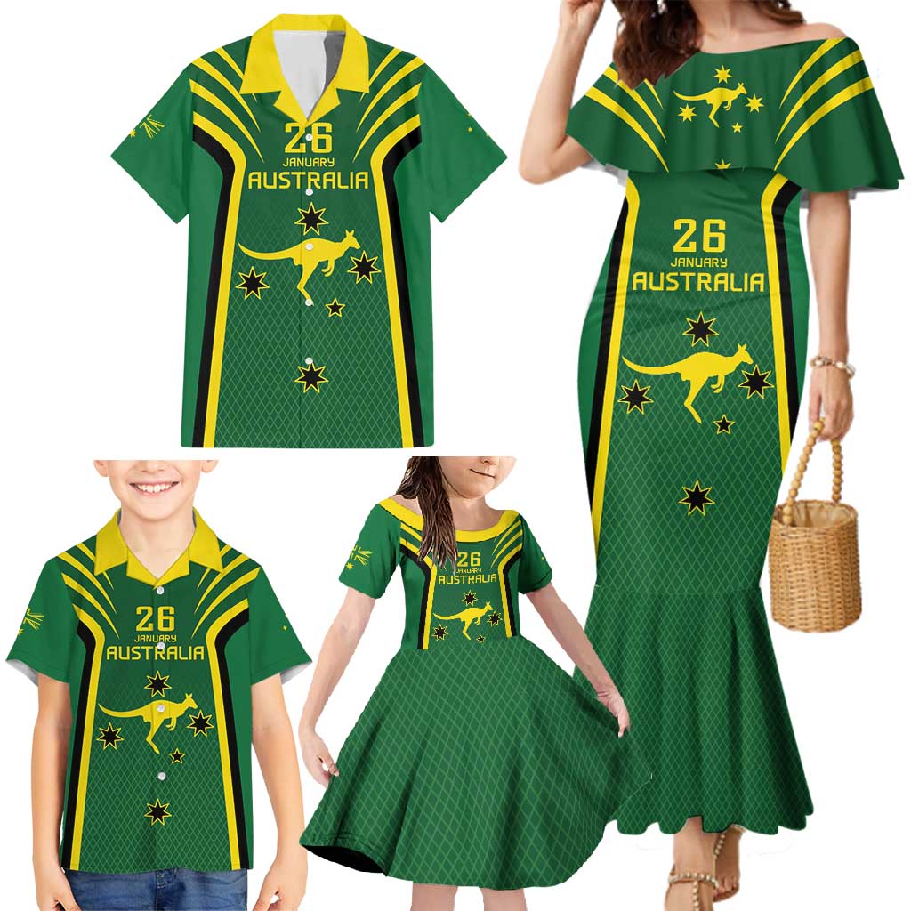 Australia Day 26 January Personalised Family Matching Mermaid Dress and Hawaiian Shirt With National Color