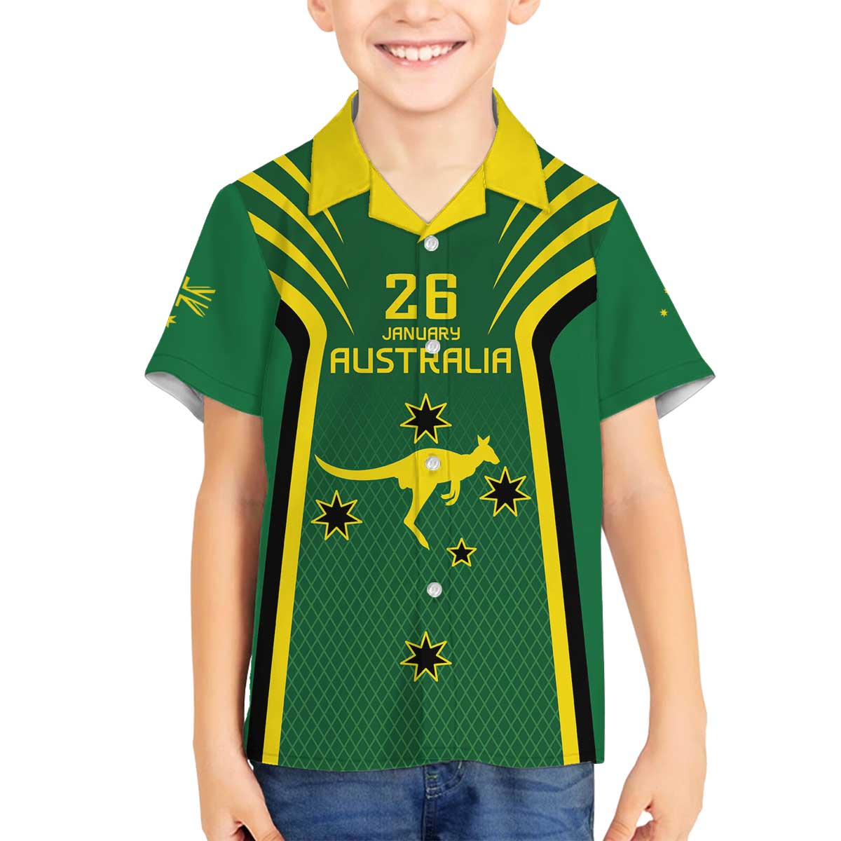 Australia Day 26 January Personalised Family Matching Off The Shoulder Long Sleeve Dress and Hawaiian Shirt With National Color