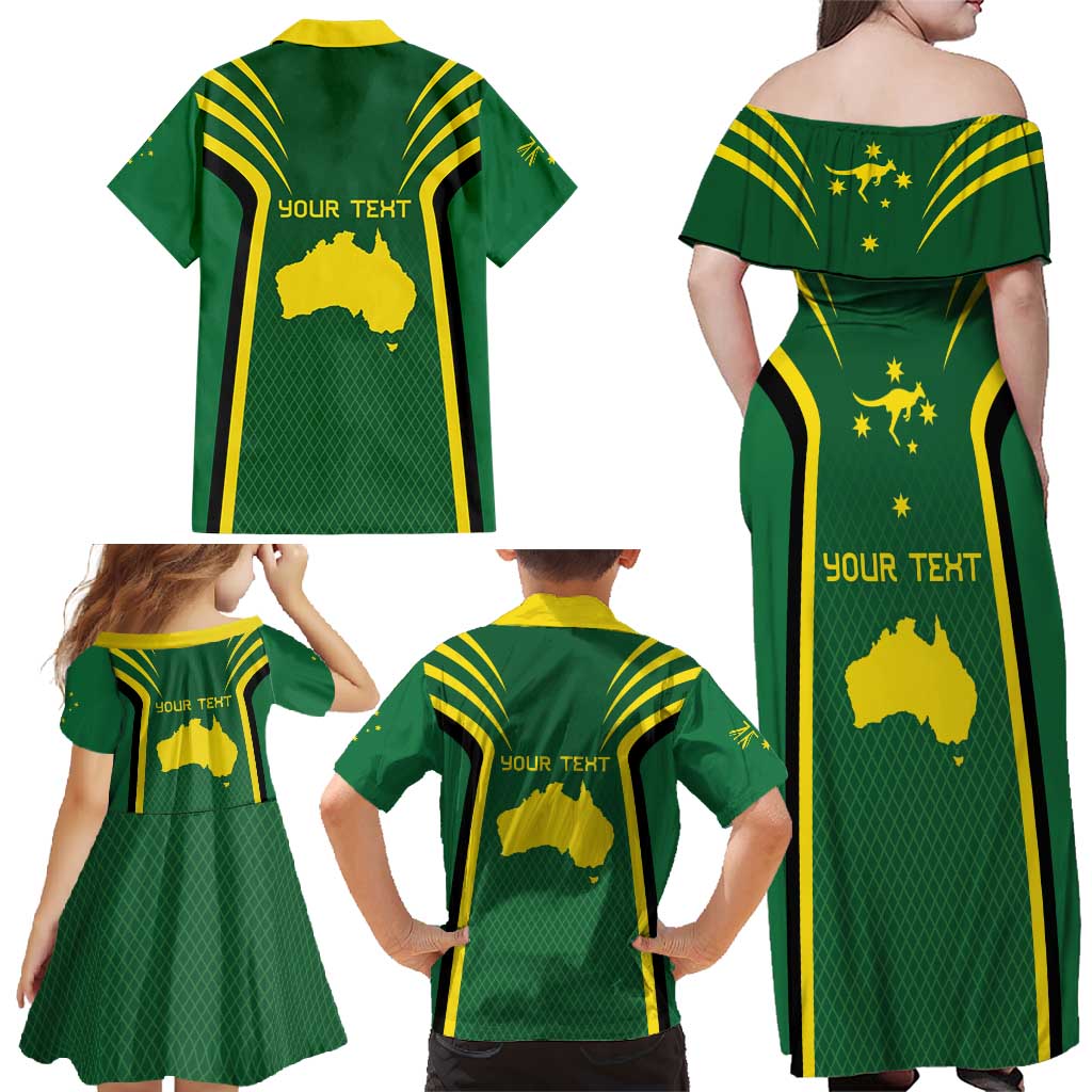 Australia Day 26 January Personalised Family Matching Off Shoulder Maxi Dress and Hawaiian Shirt With National Color