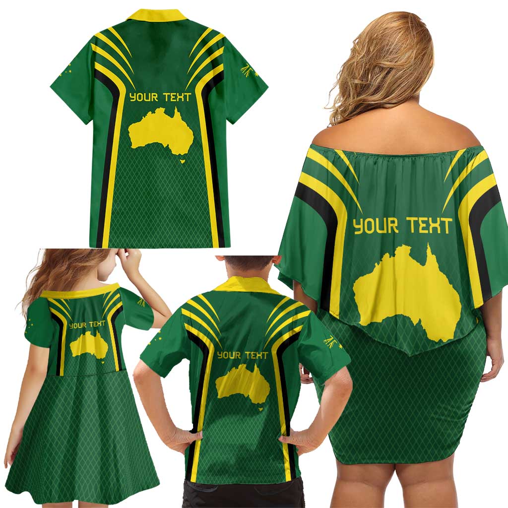 Australia Day 26 January Personalised Family Matching Off Shoulder Short Dress and Hawaiian Shirt With National Color