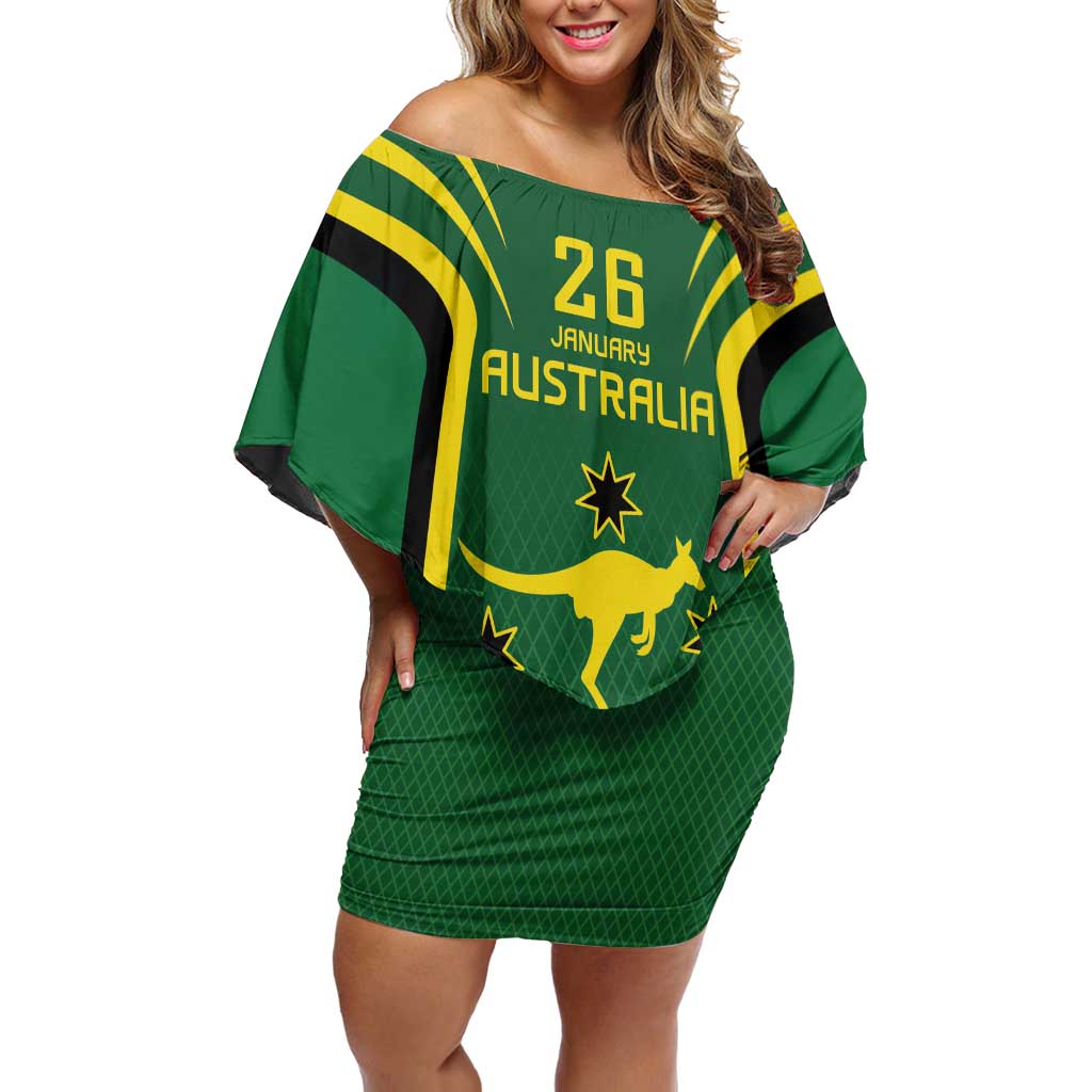 Australia Day 26 January Personalised Family Matching Off Shoulder Short Dress and Hawaiian Shirt With National Color