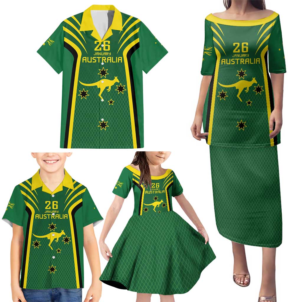 Australia Day 26 January Personalised Family Matching Puletasi and Hawaiian Shirt With National Color