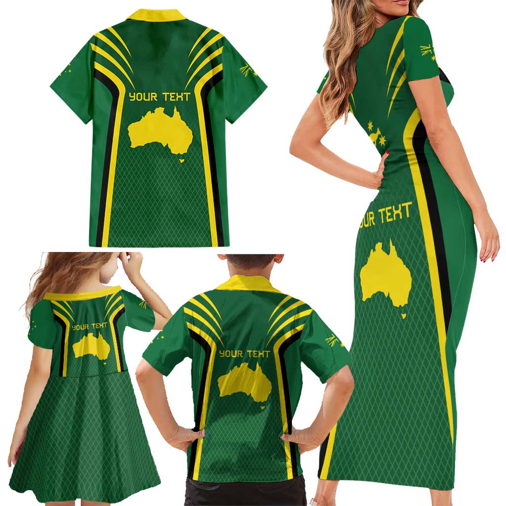 Australia Day 26 January Personalised Family Matching Short Sleeve Bodycon Dress and Hawaiian Shirt With National Color