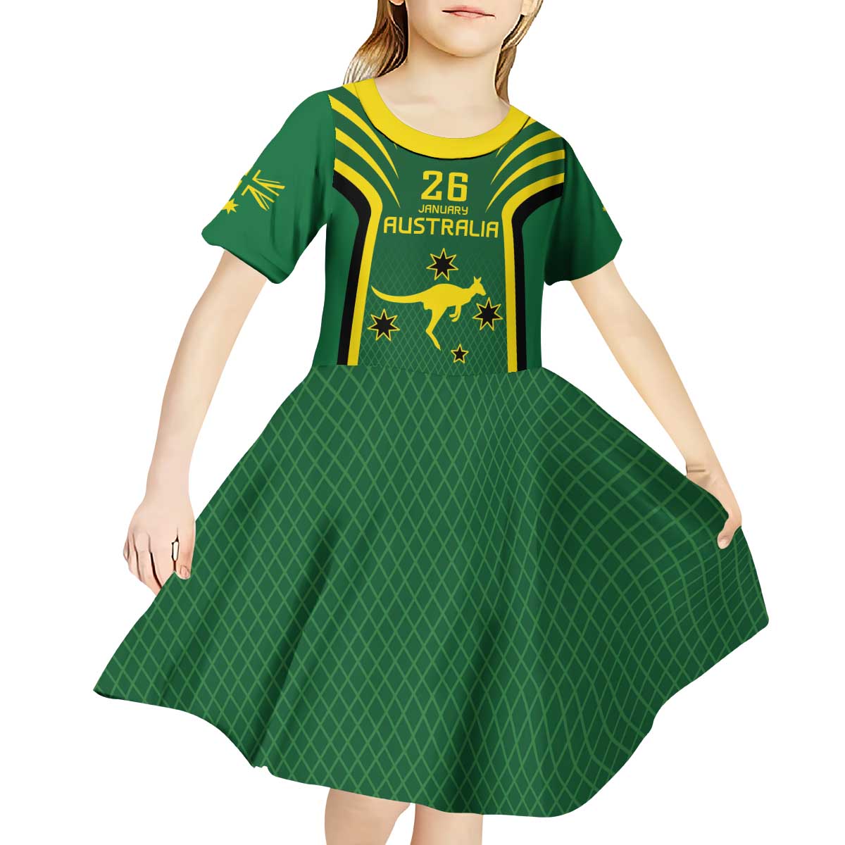 Australia Day 26 January Personalised Kid Short Sleeve Dress With National Color - Vibe Hoodie Shop