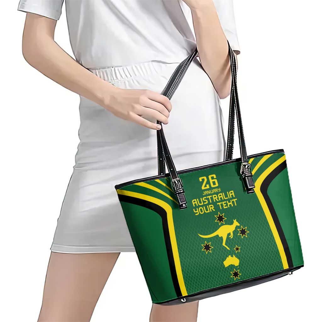 Australia Day 26 January Personalised Leather Tote Bag With National Color