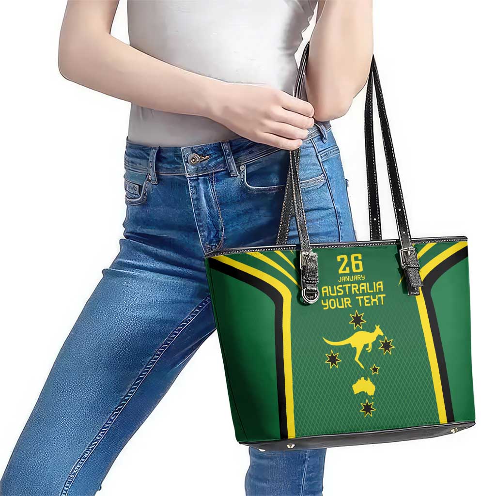 Australia Day 26 January Personalised Leather Tote Bag With National Color