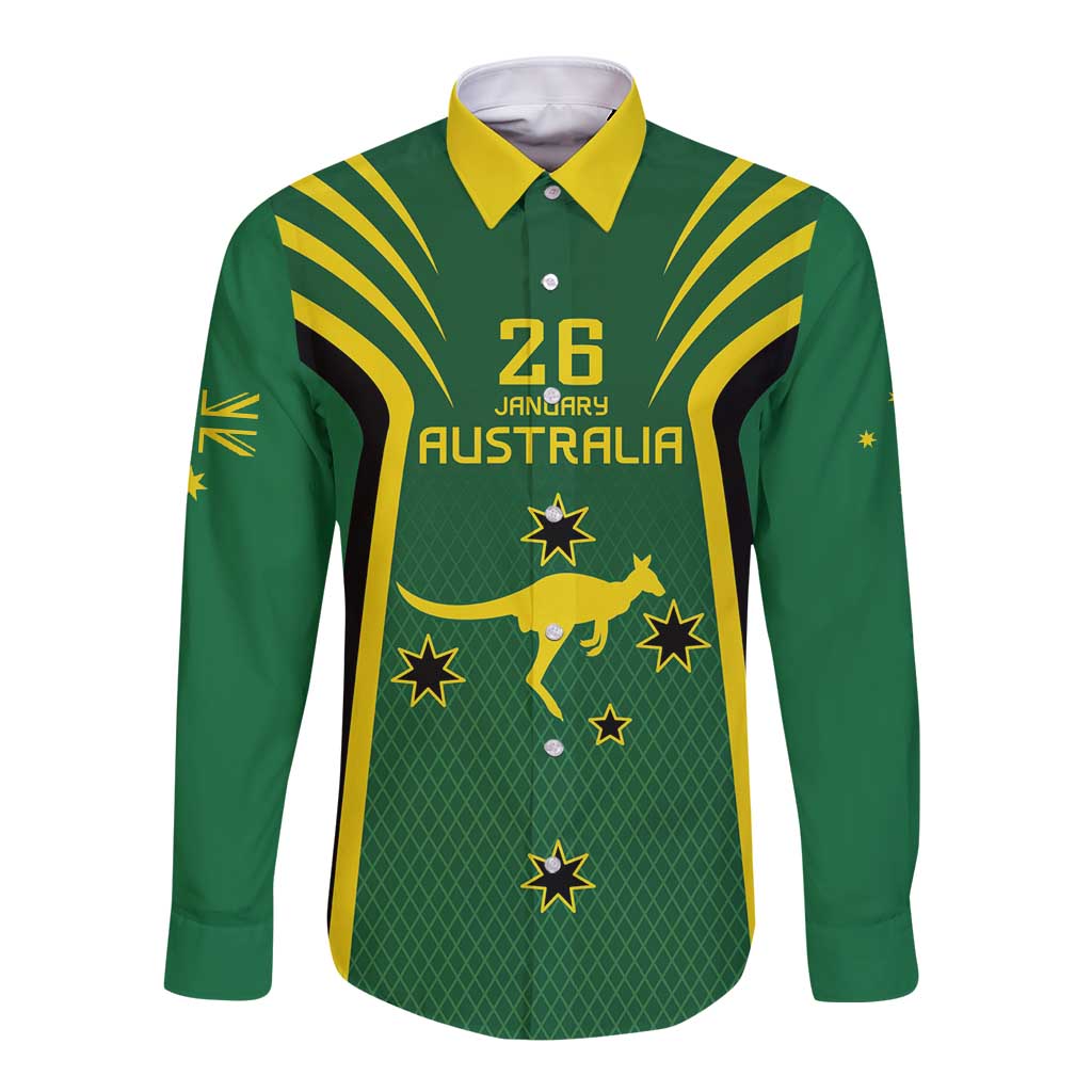 Australia Day 26 January Personalised Long Sleeve Button Shirt With National Color - Vibe Hoodie Shop