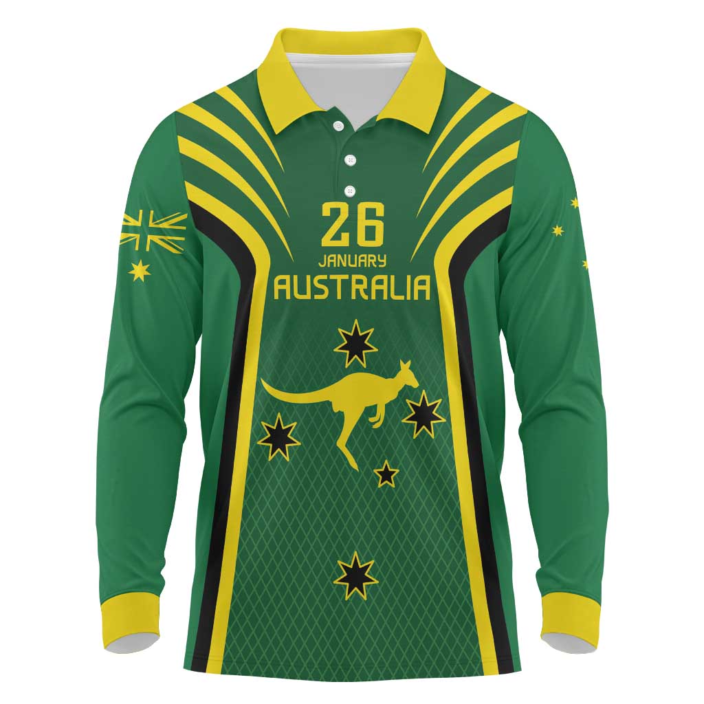 Australia Day 26 January Personalised Long Sleeve Polo Shirt With National Color