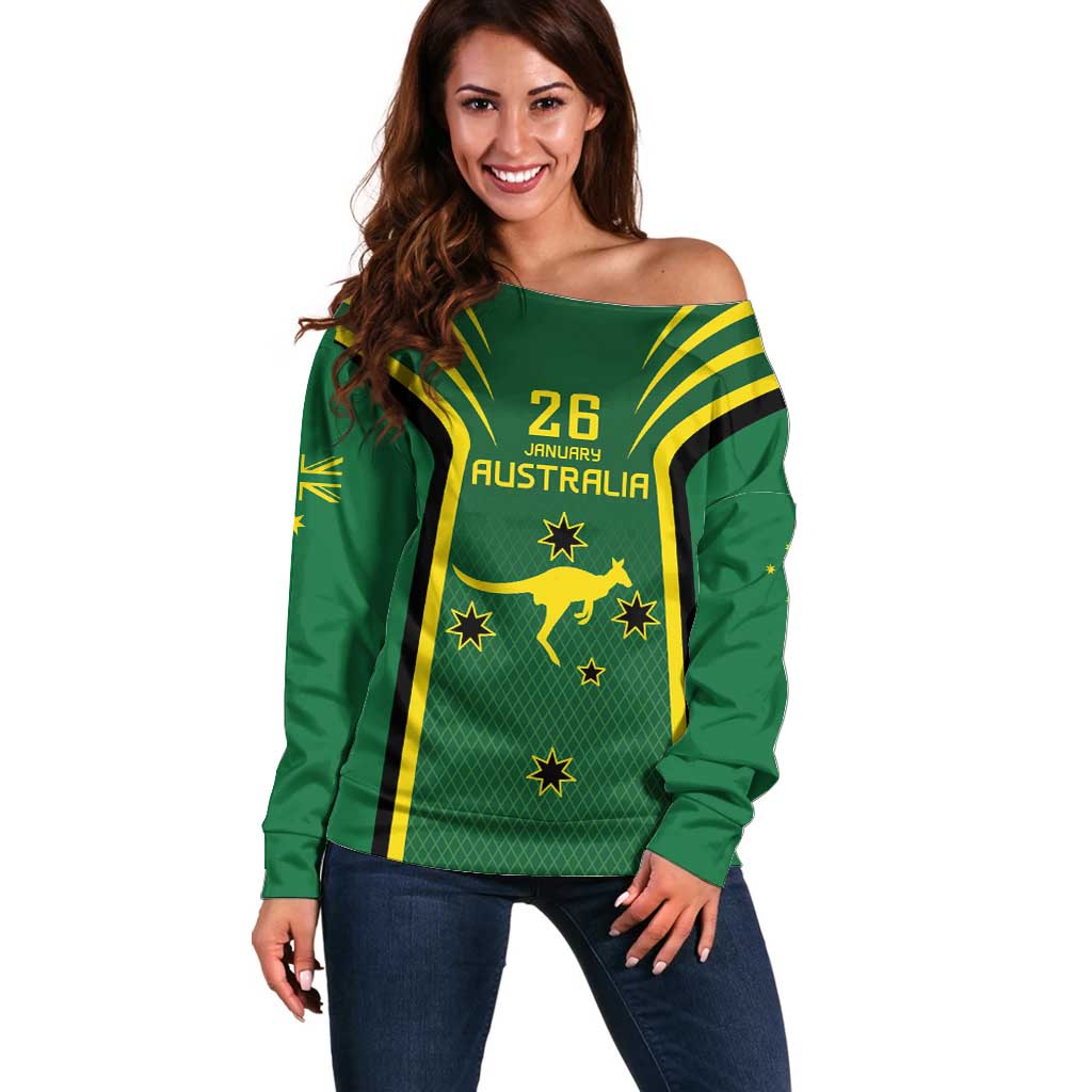 Australia Day 26 January Personalised Off Shoulder Sweater With National Color - Vibe Hoodie Shop