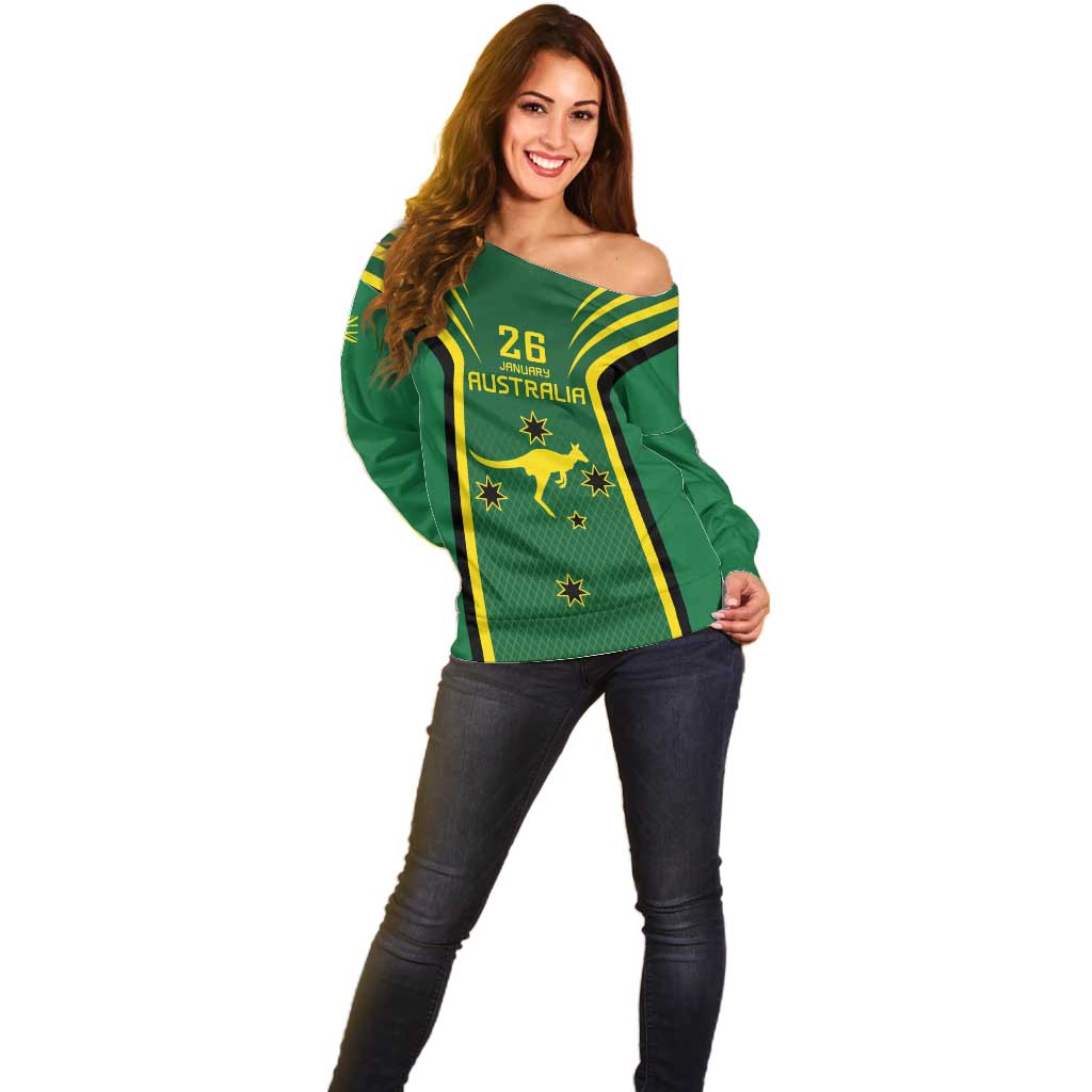 Australia Day 26 January Personalised Off Shoulder Sweater With National Color - Vibe Hoodie Shop