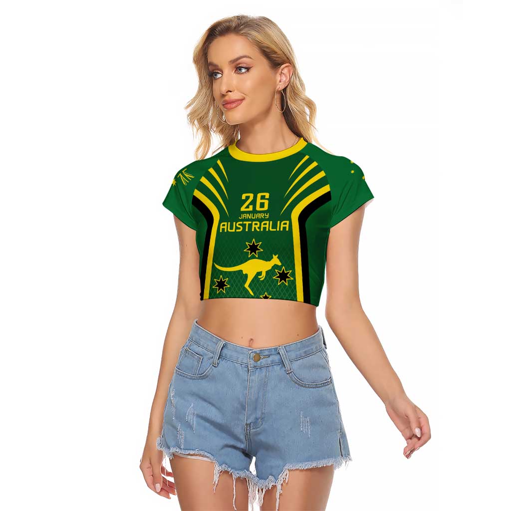 Australia Day 26 January Personalised Raglan Cropped T Shirt With National Color - Vibe Hoodie Shop