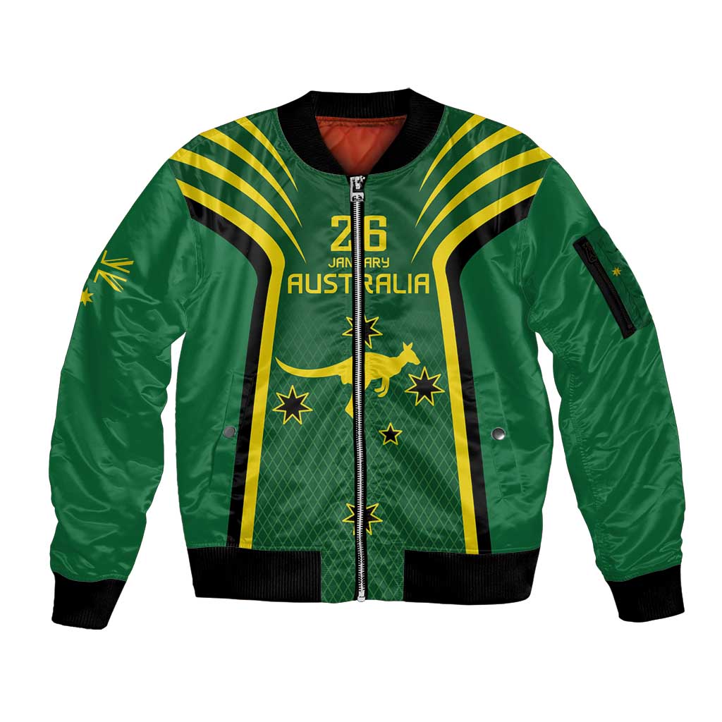 Australia Day 26 January Personalised Sleeve Zip Bomber Jacket With National Color