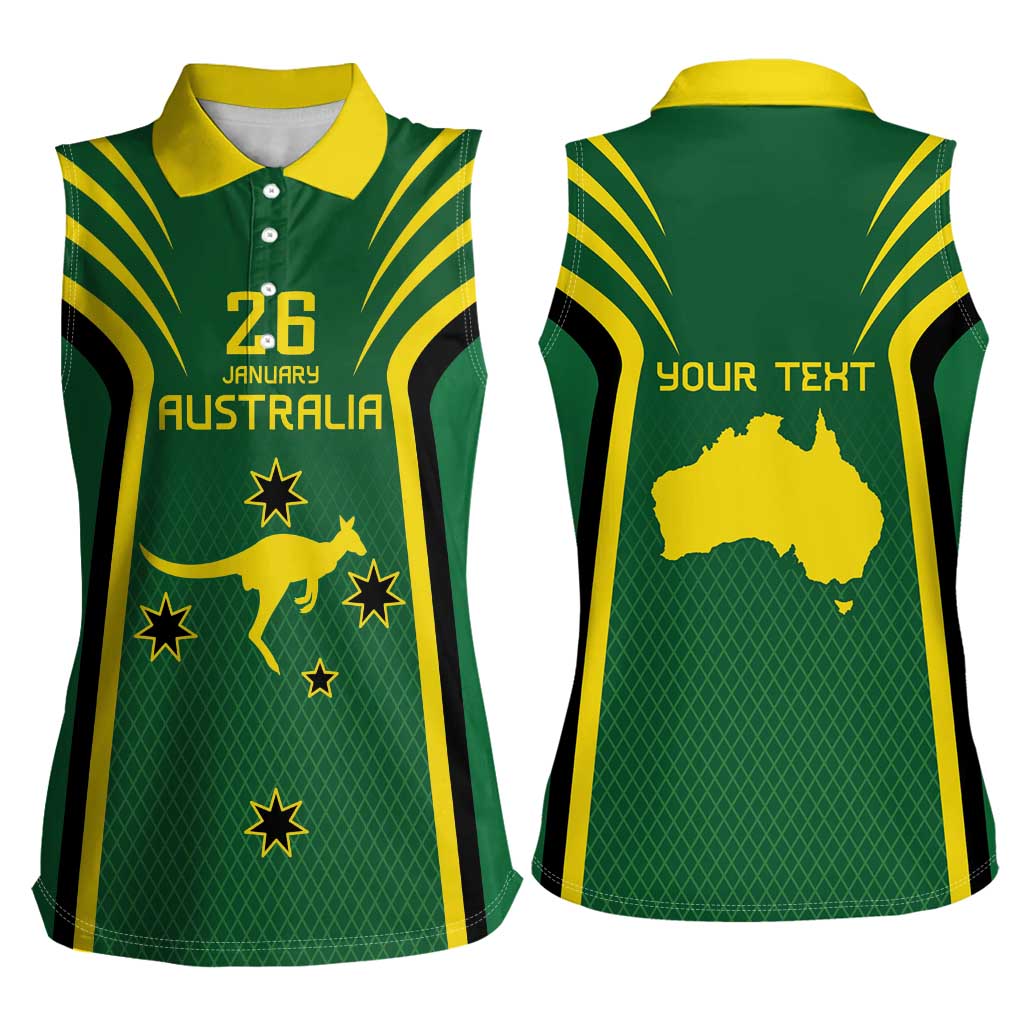 Australia Day 26 January Personalised Women Sleeveless Polo Shirt With National Color