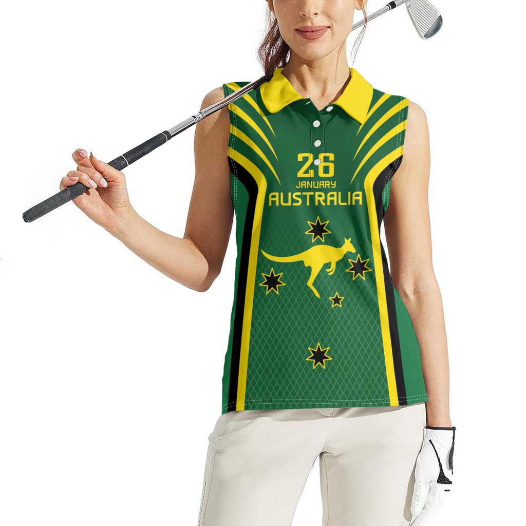 Australia Day 26 January Personalised Women Sleeveless Polo Shirt With National Color