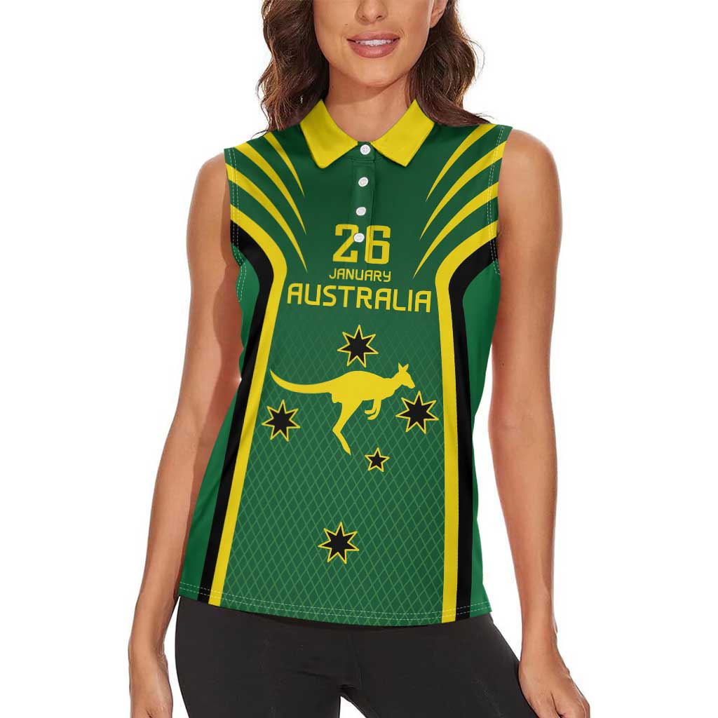 Australia Day 26 January Personalised Women Sleeveless Polo Shirt With National Color