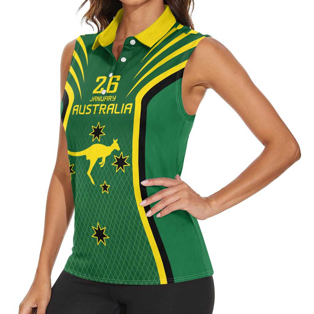 Australia Day 26 January Personalised Women Sleeveless Polo Shirt With National Color