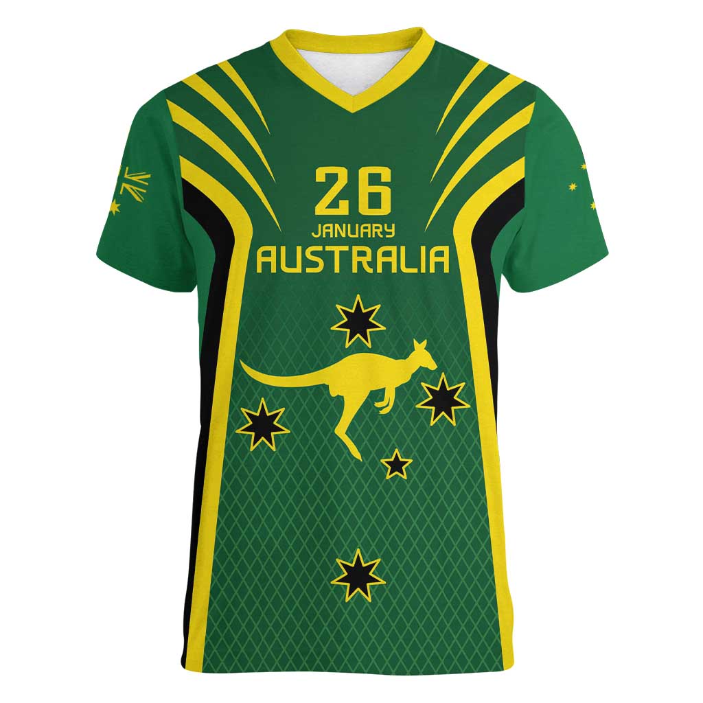 Australia Day 26 January Personalised Women V-Neck T-Shirt With National Color - Vibe Hoodie Shop