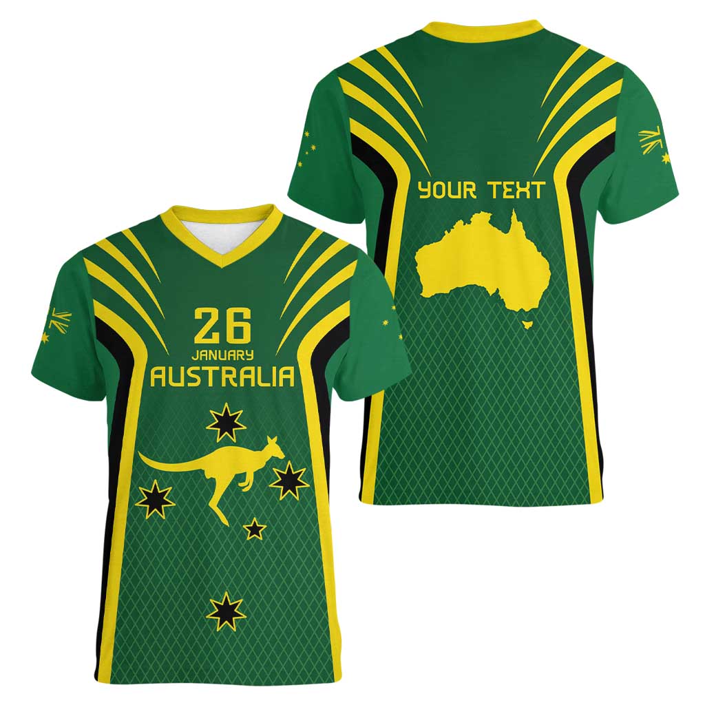 Australia Day 26 January Personalised Women V-Neck T-Shirt With National Color - Vibe Hoodie Shop