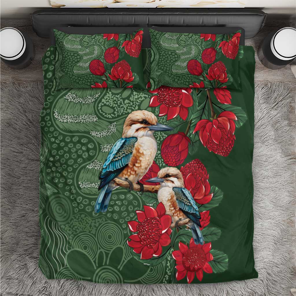 Kokaburra and Waratah Bedding Set Aboriginal Art - Vibe Hoodie Shop