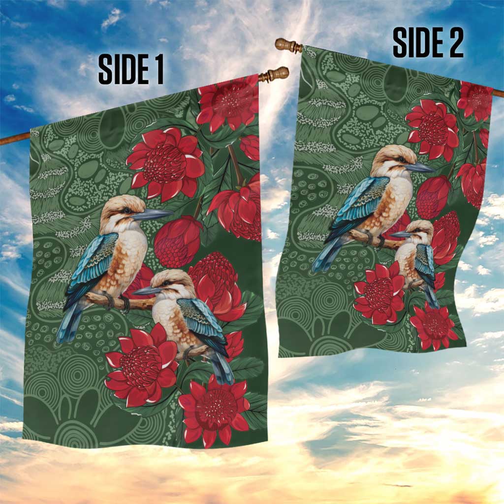 Kokaburra and Waratah Garden Flag Aboriginal Art - Vibe Hoodie Shop