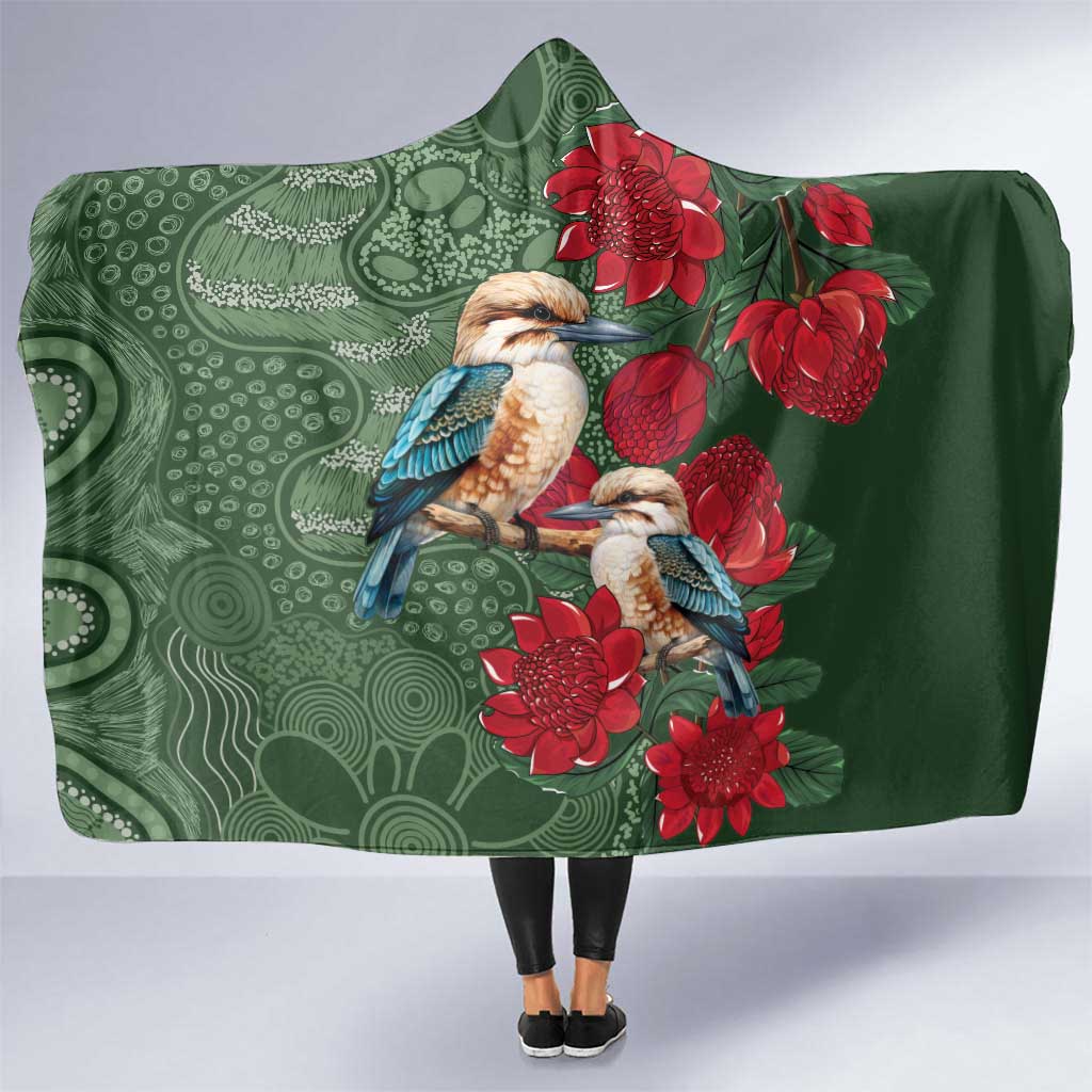 Kokaburra and Waratah Hooded Blanket Aboriginal Art