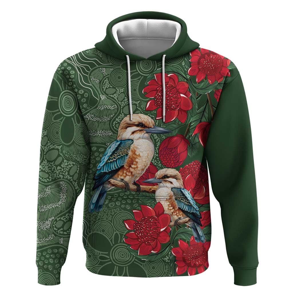 Kokaburra and Waratah Hoodie Aboriginal Art LT9 - Vibe Hoodie Shop