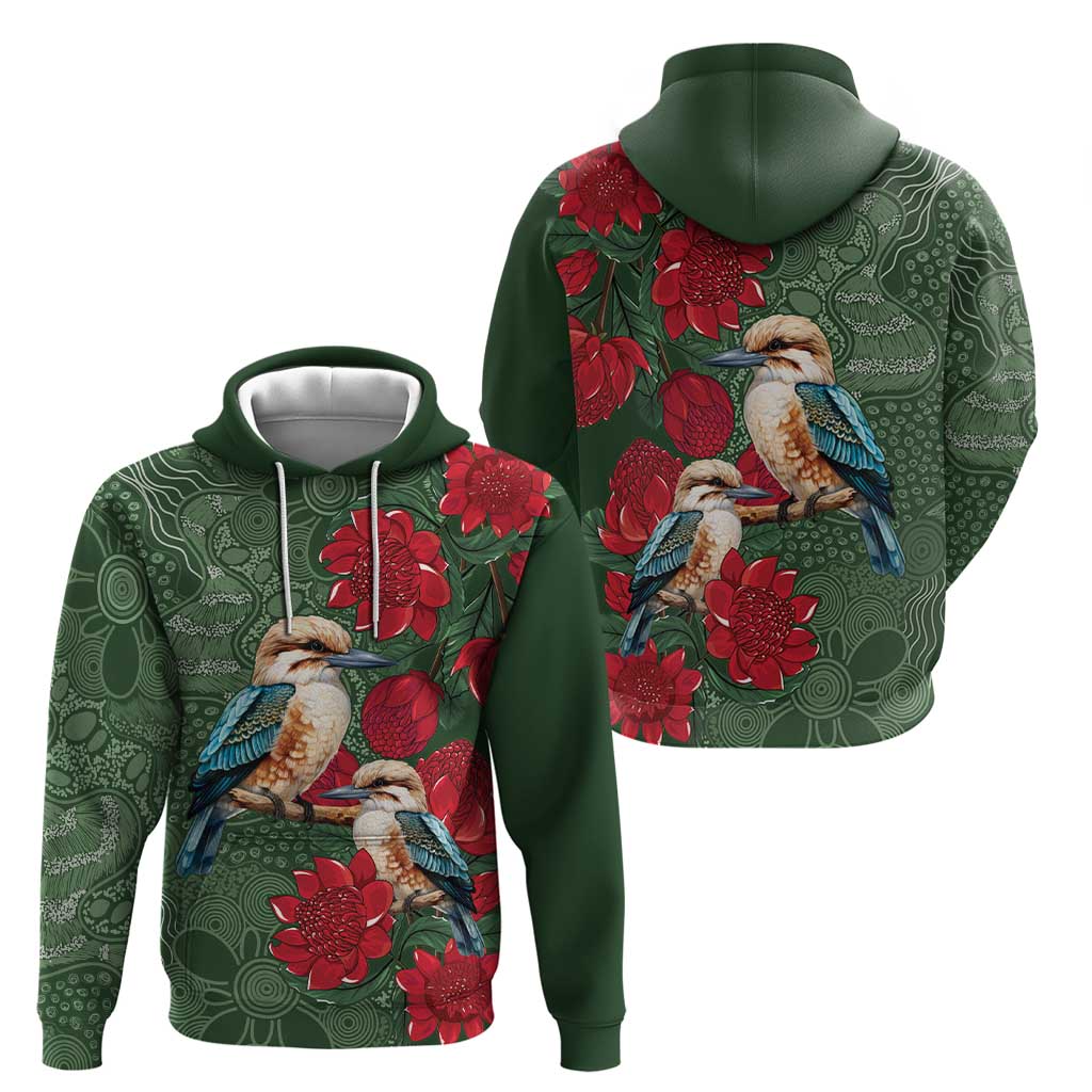 Kokaburra and Waratah Hoodie Aboriginal Art LT9 - Vibe Hoodie Shop