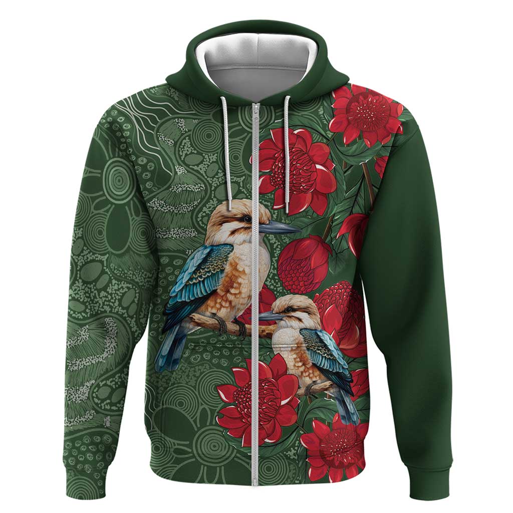 Kokaburra and Waratah Hoodie Aboriginal Art LT9 - Vibe Hoodie Shop
