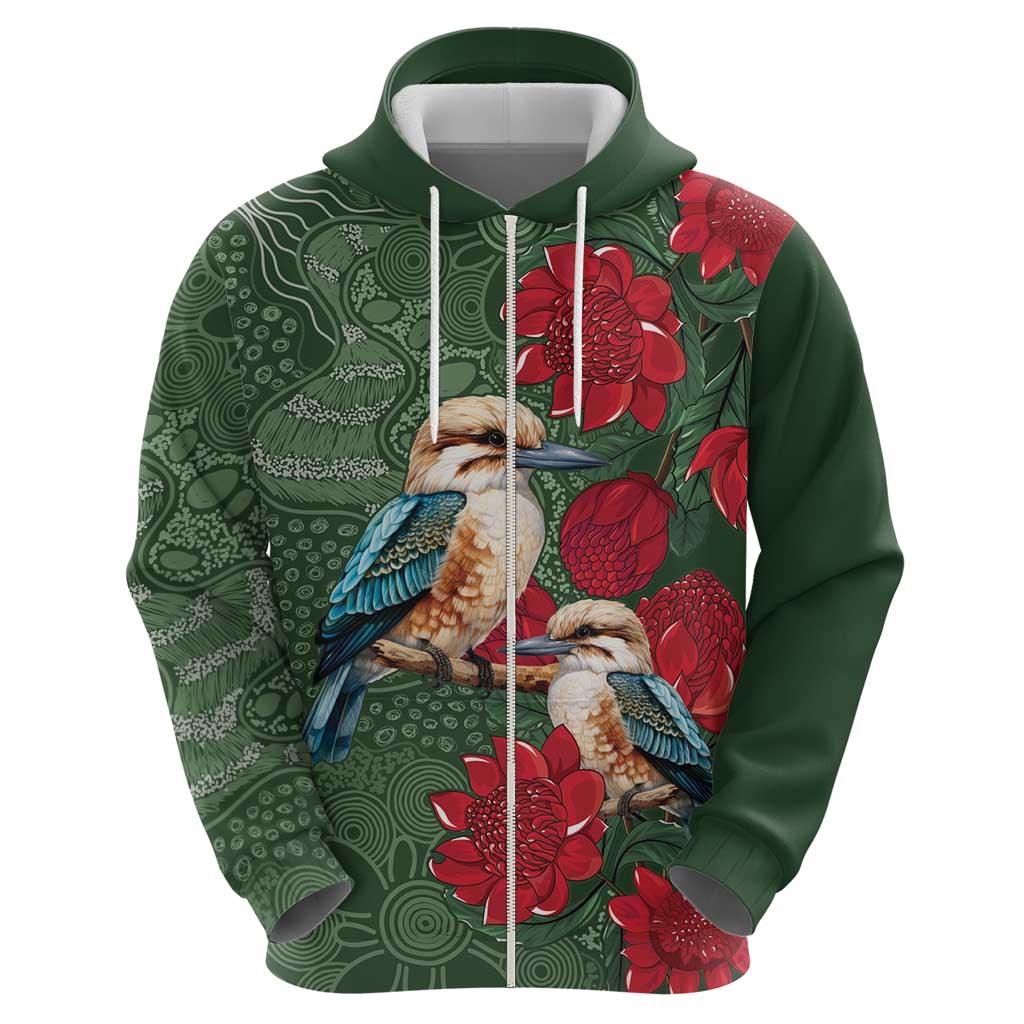 Kokaburra and Waratah Hoodie Aboriginal Art LT9 - Vibe Hoodie Shop