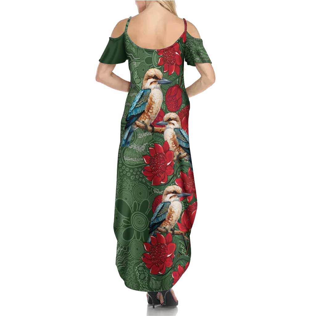 Kokaburra and Waratah Summer Maxi Dress Aboriginal Art