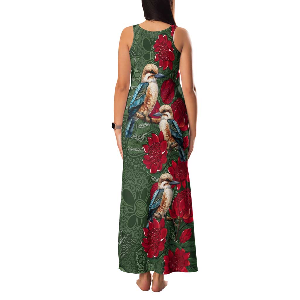 Kokaburra and Waratah Tank Maxi Dress Aboriginal Art