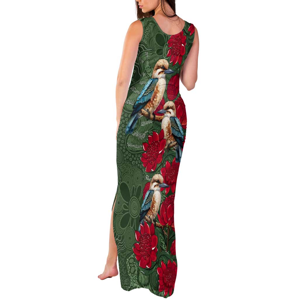 Kokaburra and Waratah Tank Maxi Dress Aboriginal Art