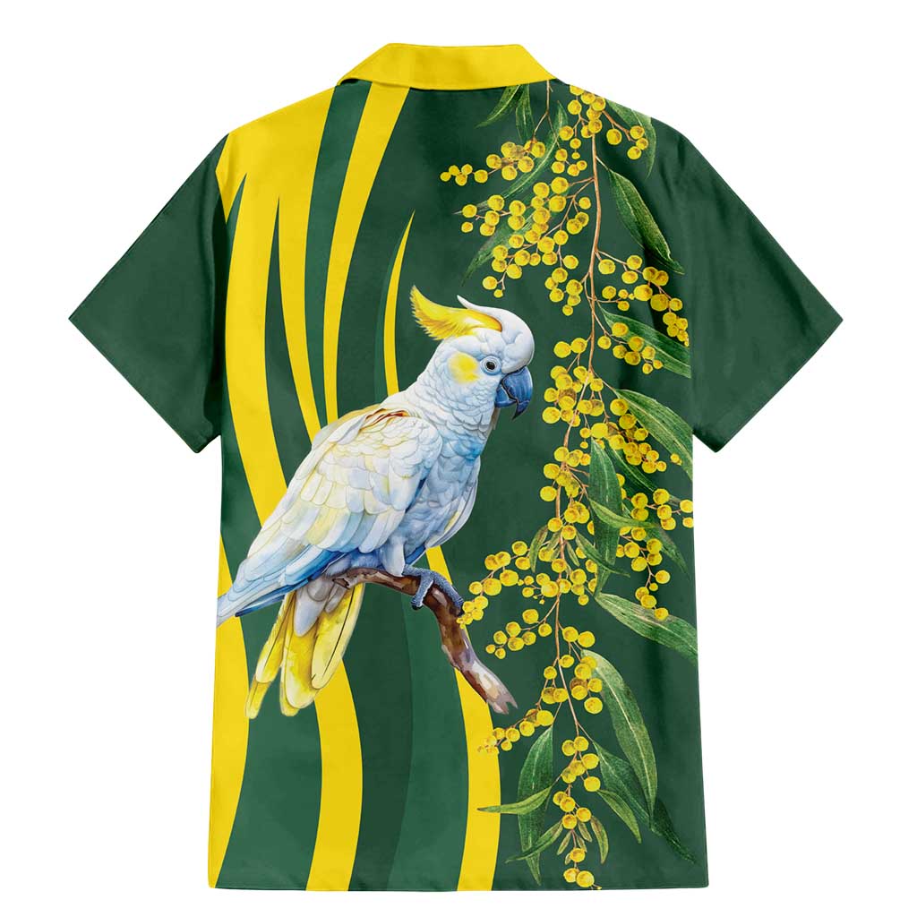 White Cockatoo and Golden Wattle Family Matching Mermaid Dress and Hawaiian Shirt Australian Native Bird