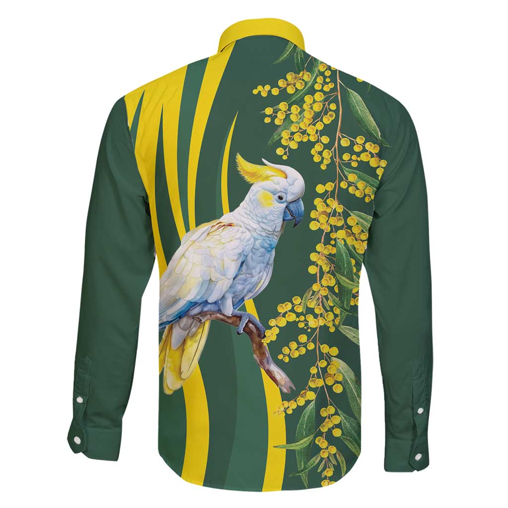 White Cockatoo and Golden Wattle Family Matching Mermaid Dress and Hawaiian Shirt Australian Native Bird