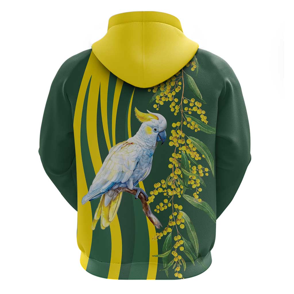 White Cockatoo and Golden Wattle Hoodie Australian Native Bird LT9 - Vibe Hoodie Shop