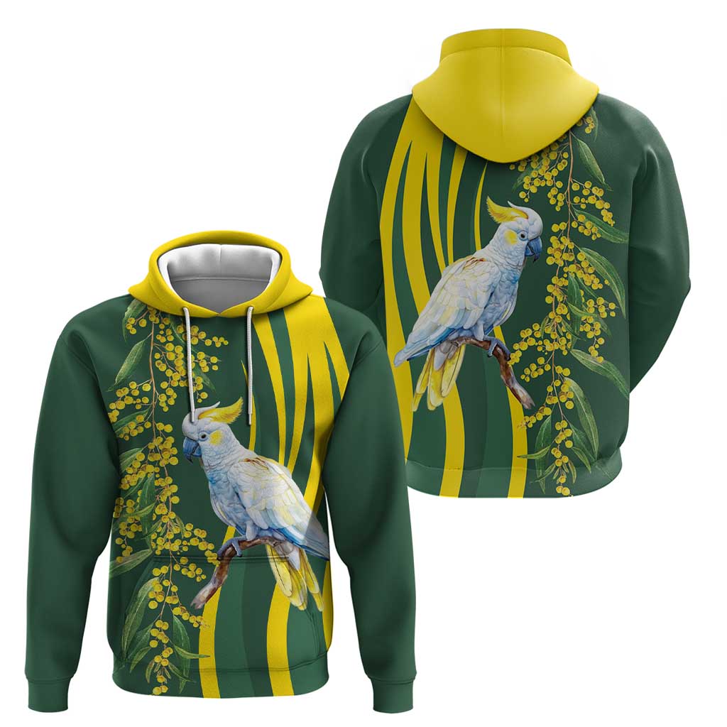 White Cockatoo and Golden Wattle Hoodie Australian Native Bird LT9 - Vibe Hoodie Shop