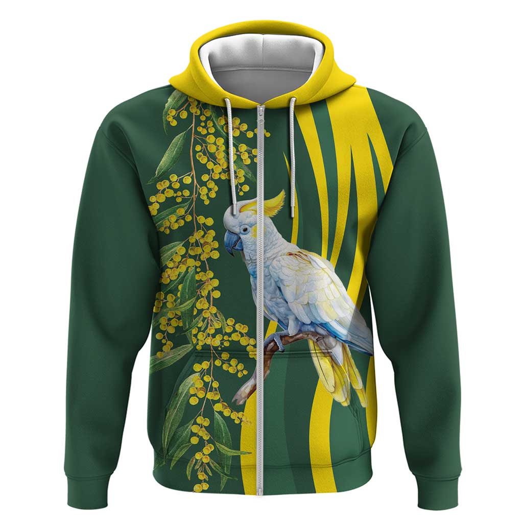 White Cockatoo and Golden Wattle Hoodie Australian Native Bird LT9 - Vibe Hoodie Shop
