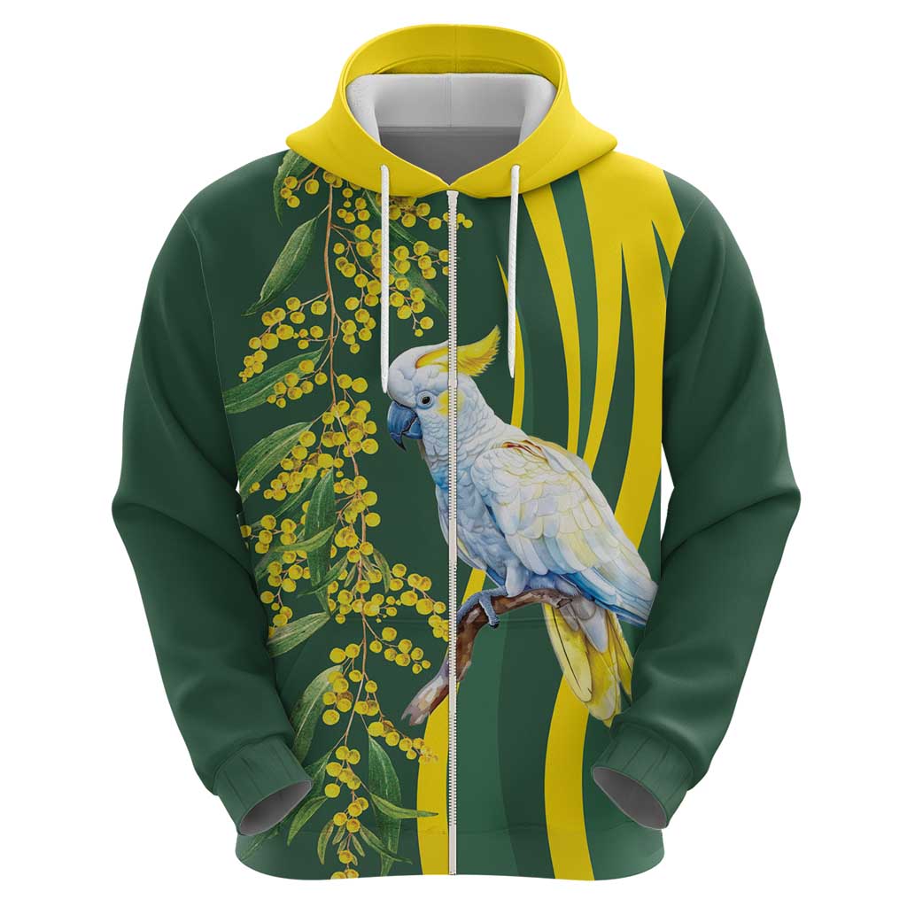 White Cockatoo and Golden Wattle Hoodie Australian Native Bird LT9 - Vibe Hoodie Shop