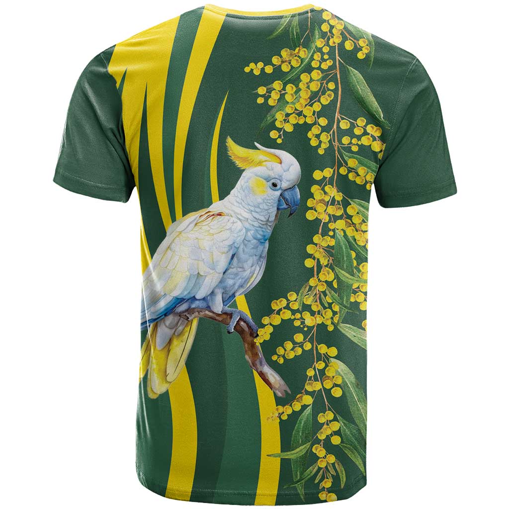 White Cockatoo and Golden Wattle T Shirt Australian Native Bird LT9 - Vibe Hoodie Shop