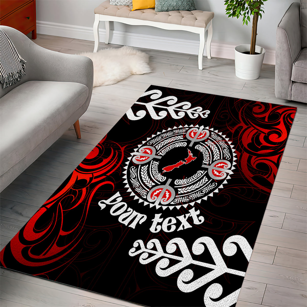 New Zealand Waitangi Day Personalised Area Rug Aotearoa Te Ra O Waitangi With Maori Tattoo - Vibe Hoodie Shop